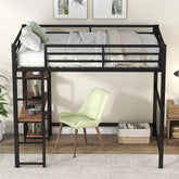 Bellemave® Full Size Metal Loft Bed with Built - in Desk and Storage Shelves - Bellemave